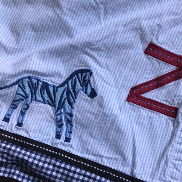 POTTERY BARN KIDS *Crib* Blue Gingham A to Z Animal Alphabet Bed Skirt PBK - Picture 2 of 6